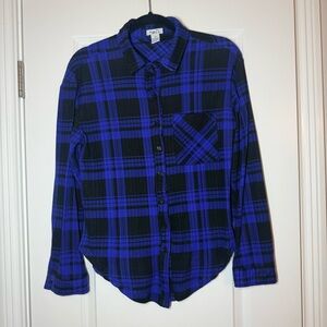 Forever 21 Blue and Black Plaid Shirt
